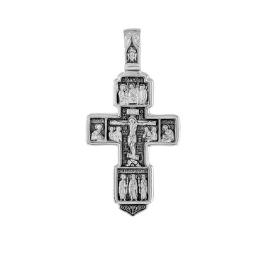 Большой серебряный мужской крест с чернением