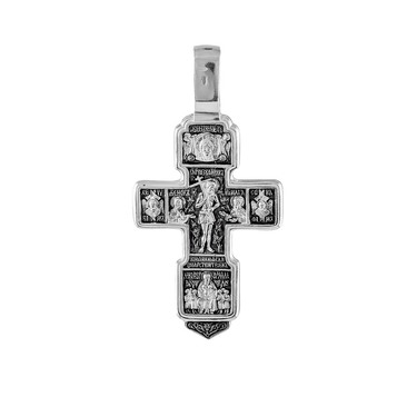 Большой серебряный мужской крест с чернением