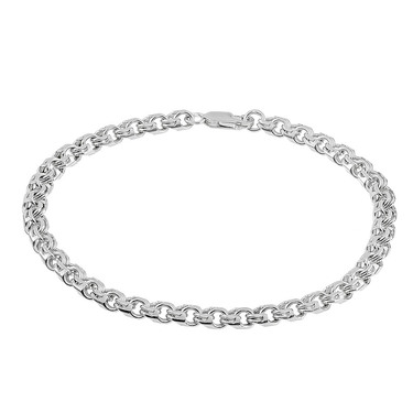 Серебряный браслет, плетение ручной Бисмарк с родием, ширина 5 мм