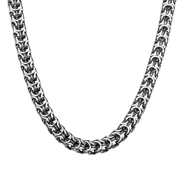Серебряная мужская цепь, плетение Рамзес, чернение, ширина 7 мм