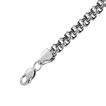 Серебряная мужская цепь, плетение Рамзес, чернение, ширина 7 мм