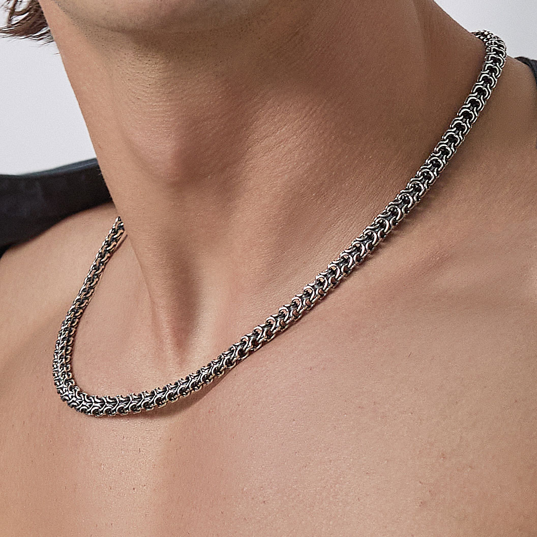 Цепочка на шею,Серебро,с замком Карабинный,РОССИЯ