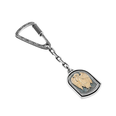 Серебряный брелок Ангел-Хранитель с золотой накладкой