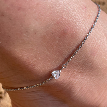 Серебряный анклет женский браслет на ногу с фианитом 