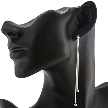 Серебряные серьги прямые,плетение снейк