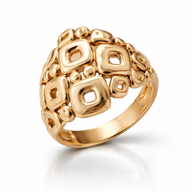 Серебряное кольцо геометрия / квадраты, позолота