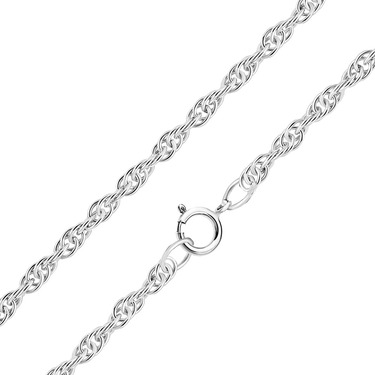 Серебряная женская цепочка, плетение Кордовое, родированая, ширина 1,9 мм