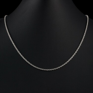 Серебряная женская цепочка, плетение Кордовое, родированая, ширина 1,9 мм