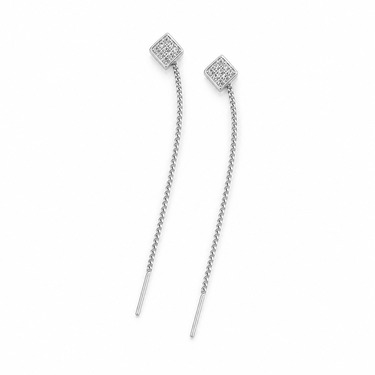 Серебряные длинные серьги-протяжки 