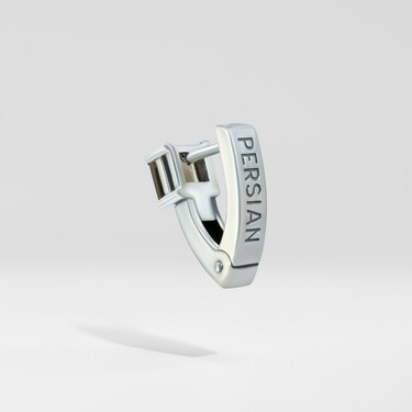 Серебряная мужская серьга с золотой вставкой и раухтопазом, чернение