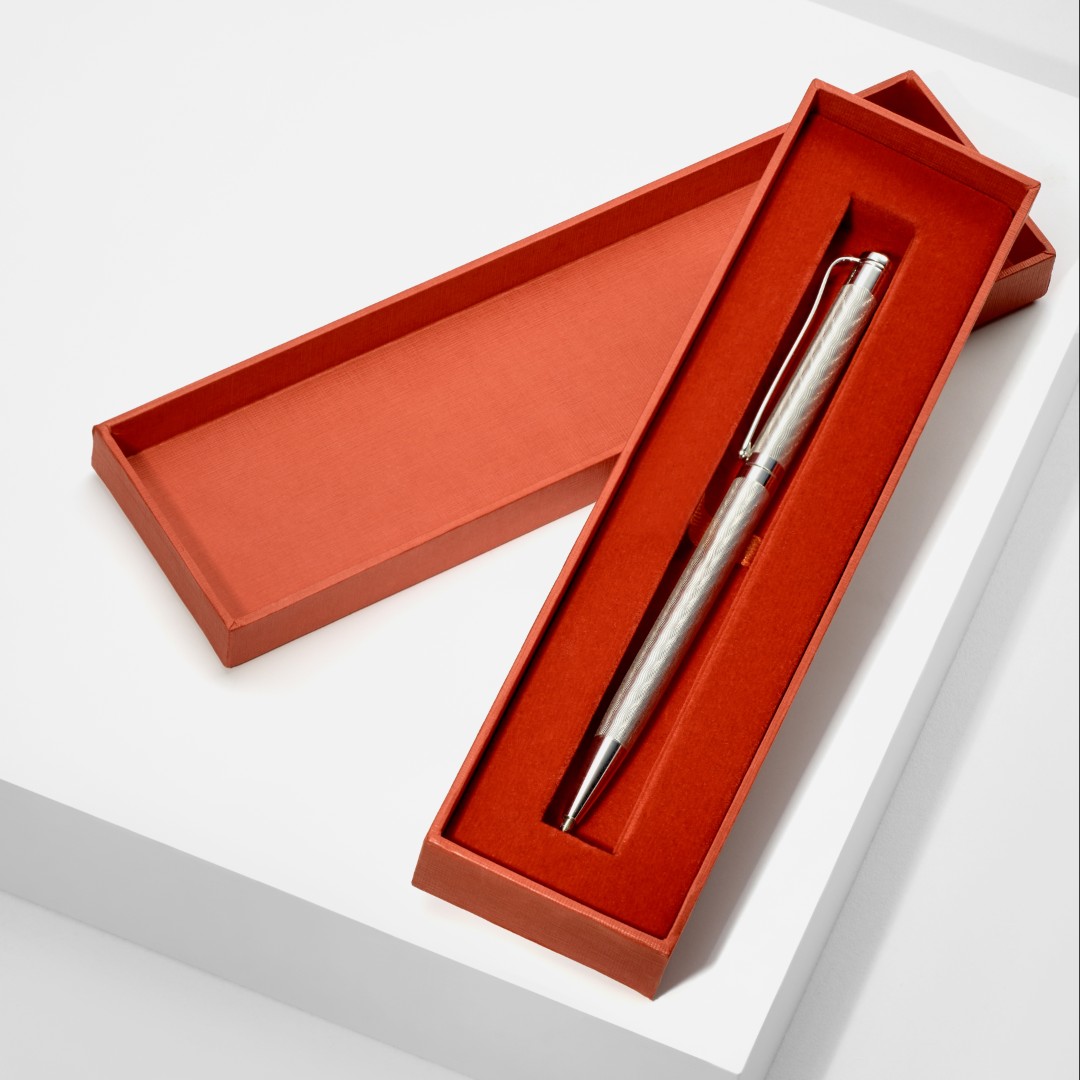 Ручка шариковая подарочная из Серебра 925 пробы, с узором, в родий, футляр Ручка,Серебро,с вставкой Без вставок,РОССИЯ