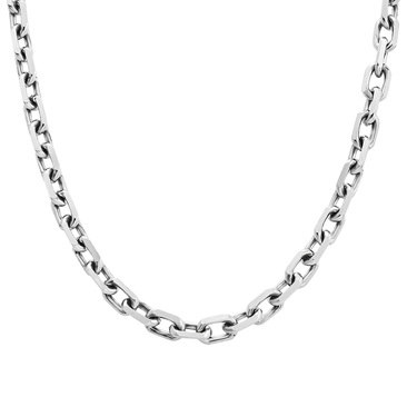 Серебряная мужская цепь, плетение Якорное, покрытие родием, ширина 6,8 мм