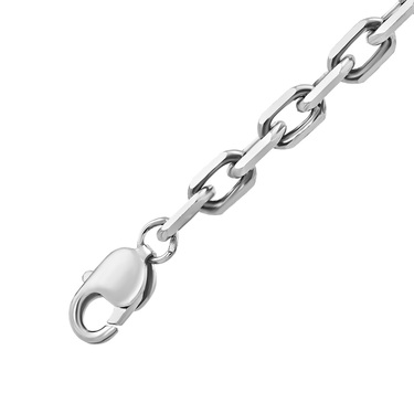 Серебряная мужская цепь, плетение Якорное, покрытие родием, ширина 6,8 мм