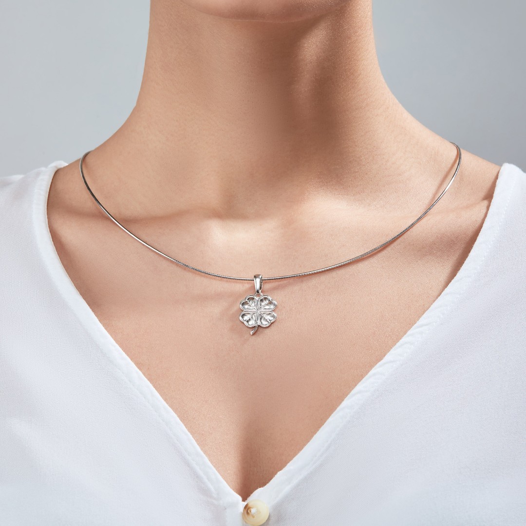 Серебряная подвеска Клевер / Четырехлистник, малый, родий Подвеска,Серебро,с вставкой Без вставок,РОССИЯ