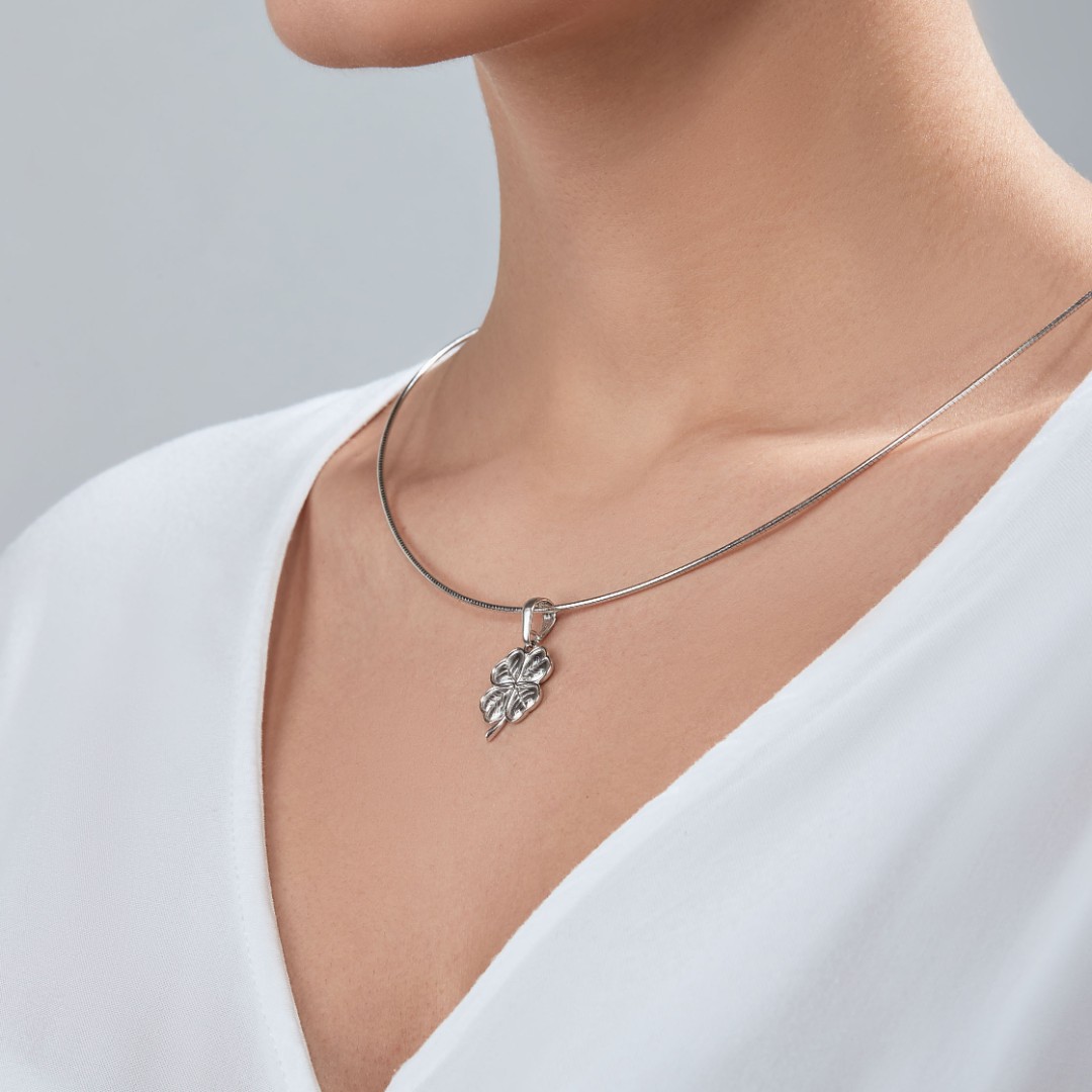 Серебряная подвеска Клевер / Четырехлистник, малый, родий Подвеска,Серебро,с вставкой Без вставок,РОССИЯ