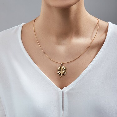 Серебряная подвеска Клевер / Четырехлистник, большой, позолота