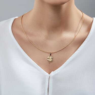 Серебряная подвеска Клевер / Четырехлистник, малый, позолота