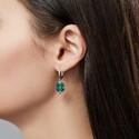 Длинные серьги,Серебро,с вставкой Эмаль Зеленая цвета,с замком Английский,РОССИЯ