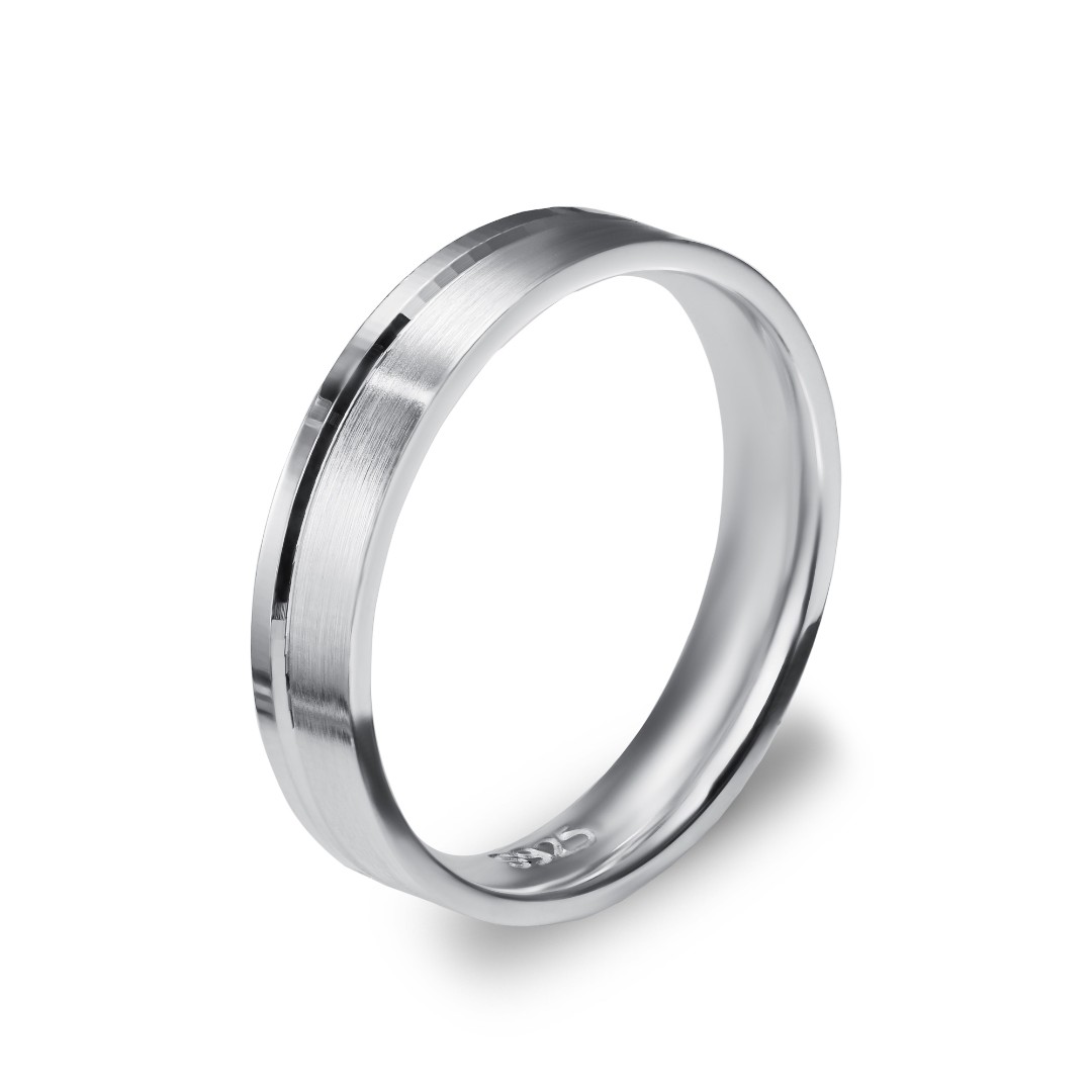 Серебряное обручальное кольцо с комфортной посадкой, ширина 4 мм, покрытие родием Кольцо,Серебро,с вставкой Без вставок,КИТАЙ