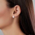 Серьги Пусеты,Серебро,с вставкой Жемчуг культивированный Белая цвета,с замком Винтовой,РОССИЯ