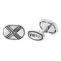 Серебряные запонки Virtus - Гурман, матированные, с эмалью Запонки,Серебро,с вставкой Эмаль Черная цвета,РОССИЯ