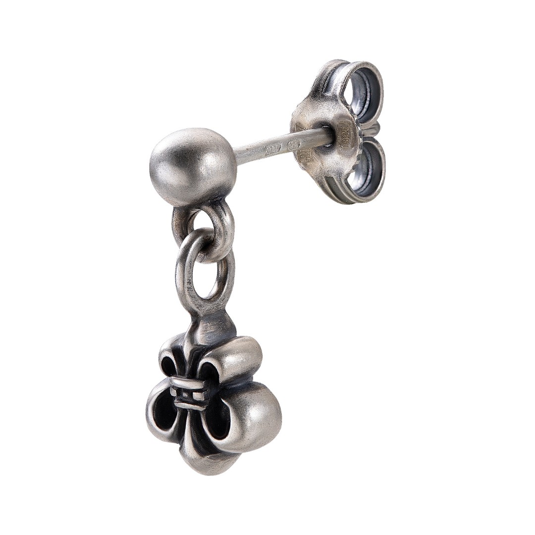 Серебряная мужская моно серьга с подвеской  Серьги Пусеты,Моносерьга,Серебро,с вставкой Без вставок,с замком Пусет,Штифтовой,РОССИЯ