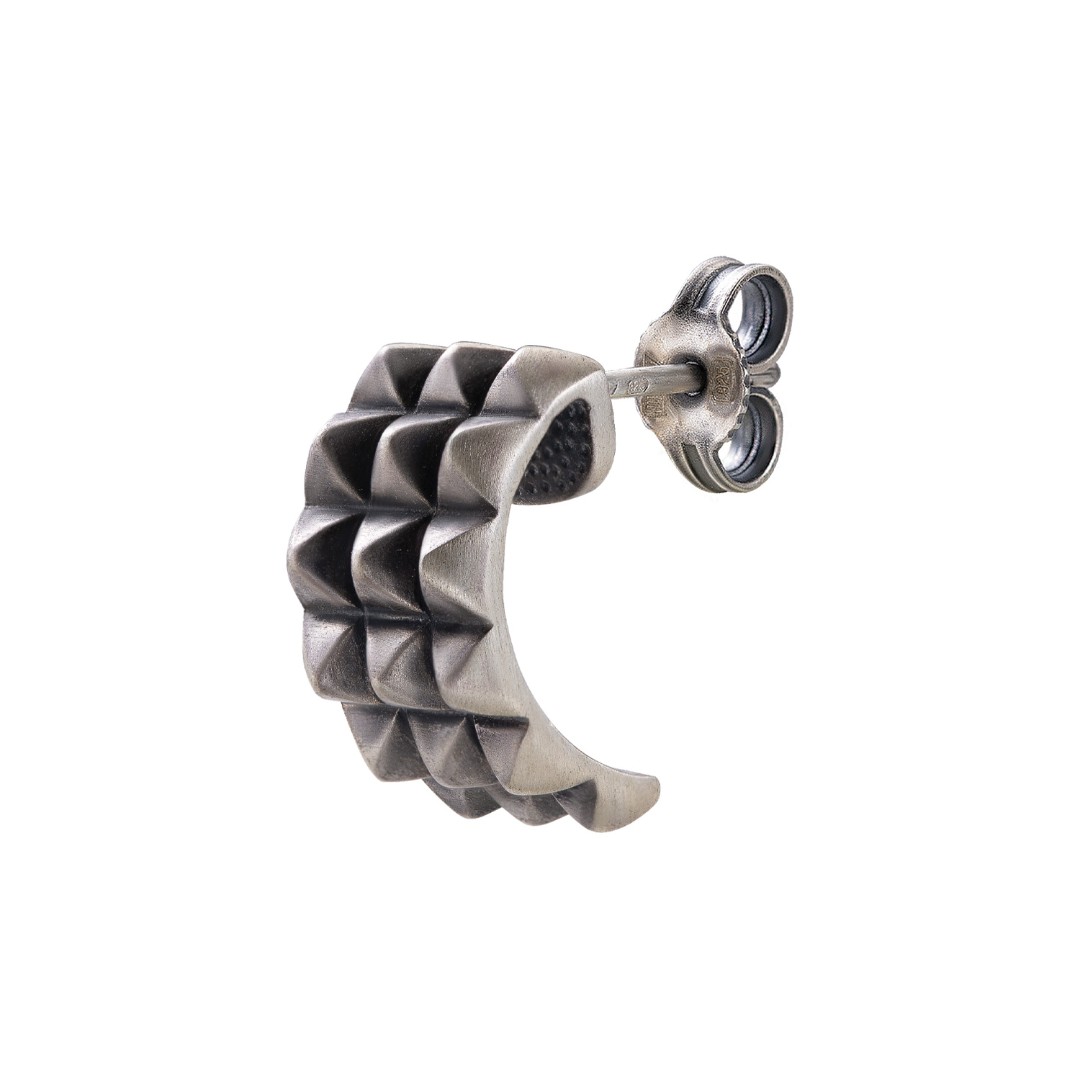 Серебряная мужская моно серьга в готическом стиле, оксидирование Серьги Пусеты,Моносерьга,Серьга,Серьги Гвоздики,Серебро,с вставкой Без вставок,с замком Пусет,Штифтовой,РОССИЯ