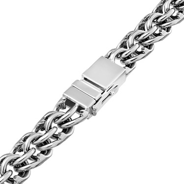 Серебряный браслет ручной Бисмарк,чернение,замок коробка, ширина 1,6 см