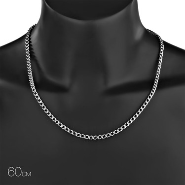 Серебряная цепочка, плетение панцирное, родированая, ширина 4,5 мм