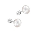 Серебряные серьги / Пусеты / Гвоздики с жемчугом, родий Серьги Пусеты,Серебро,с вставкой Жемчуг культивированный Белая цвета,с замком Винтовой,РОССИЯ