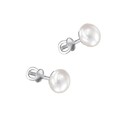 Серьги,Серьги Пусеты,Серебро,с вставкой Жемчуг культивированный Белая цвета,с замком Винтовой,РОССИЯ