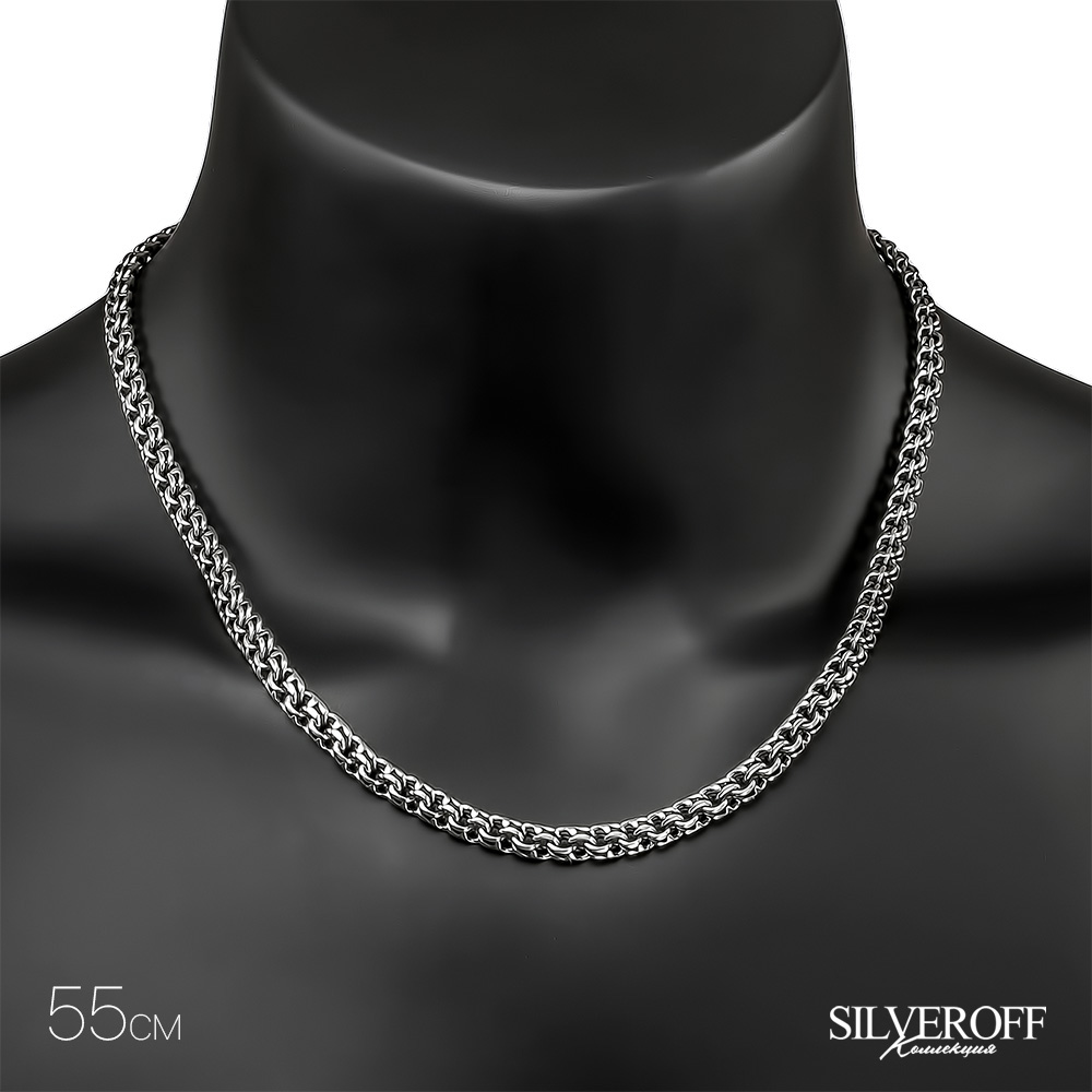 Цепочка на шею,Серебро,с вставкой Без вставок,с замком Карабинный,РОССИЯ