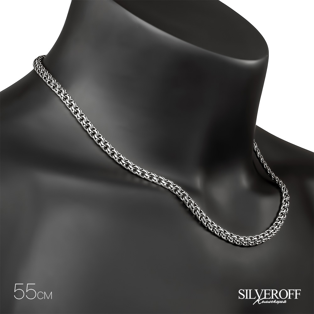 Цепочка на шею,Серебро,с вставкой Без вставок,с замком Карабинный,РОССИЯ