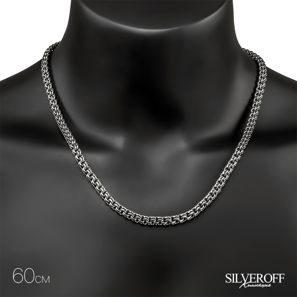 Цепочка на шею,Серебро,с вставкой Без вставок,с замком Карабинный,РОССИЯ