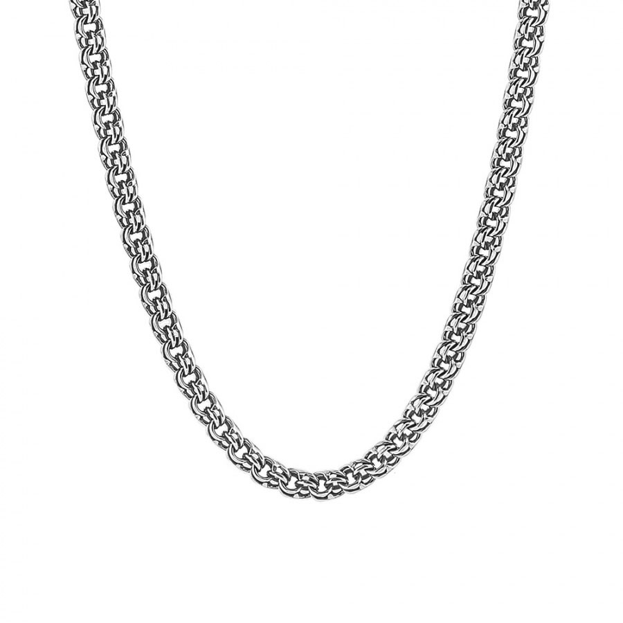 Серебряная цепочка, плетение Круглый Бисмарк с алмазной гранью, родирование, ~15 гр, ширина 3,5 мм Цепочка на шею,Серебро,с вставкой Без вставок,с замком Карабинный,РОССИЯ