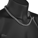 Серебряная цепь мужская, плетение ручной Бисмарк, покрытие оксид, замок коробочка, ширина 1 см Цепочка на шею,Серебро,с замком Карабинный,РОССИЯ