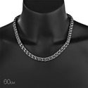 Серебряная цепь мужская, плетение ручной Бисмарк, покрытие оксид, замок коробочка, ширина 1 см Цепочка на шею,Серебро,с замком Карабинный,РОССИЯ