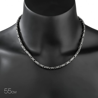 Серебряная цепочка, плетения Литая с чернением, ширина 5 мм